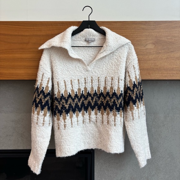 NWOT J.CREW Fair Isle johnny-collar sweater in bouclé yarn, Size XS - Picture 4 of 16
